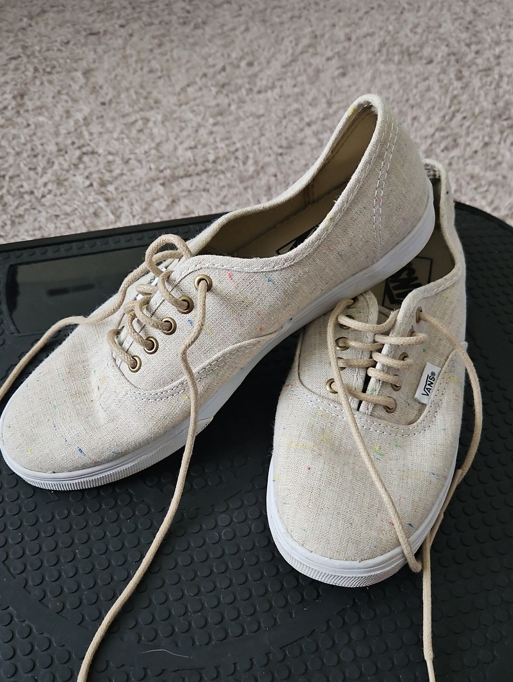 Vans Women's Natural Canvas Sneaker with Multicolor Speckle